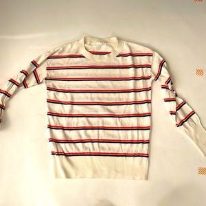 Gap white sweater with red and black stripes size xs